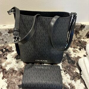 Michael Kors Dark Gray Crossbody Bag and Wallet